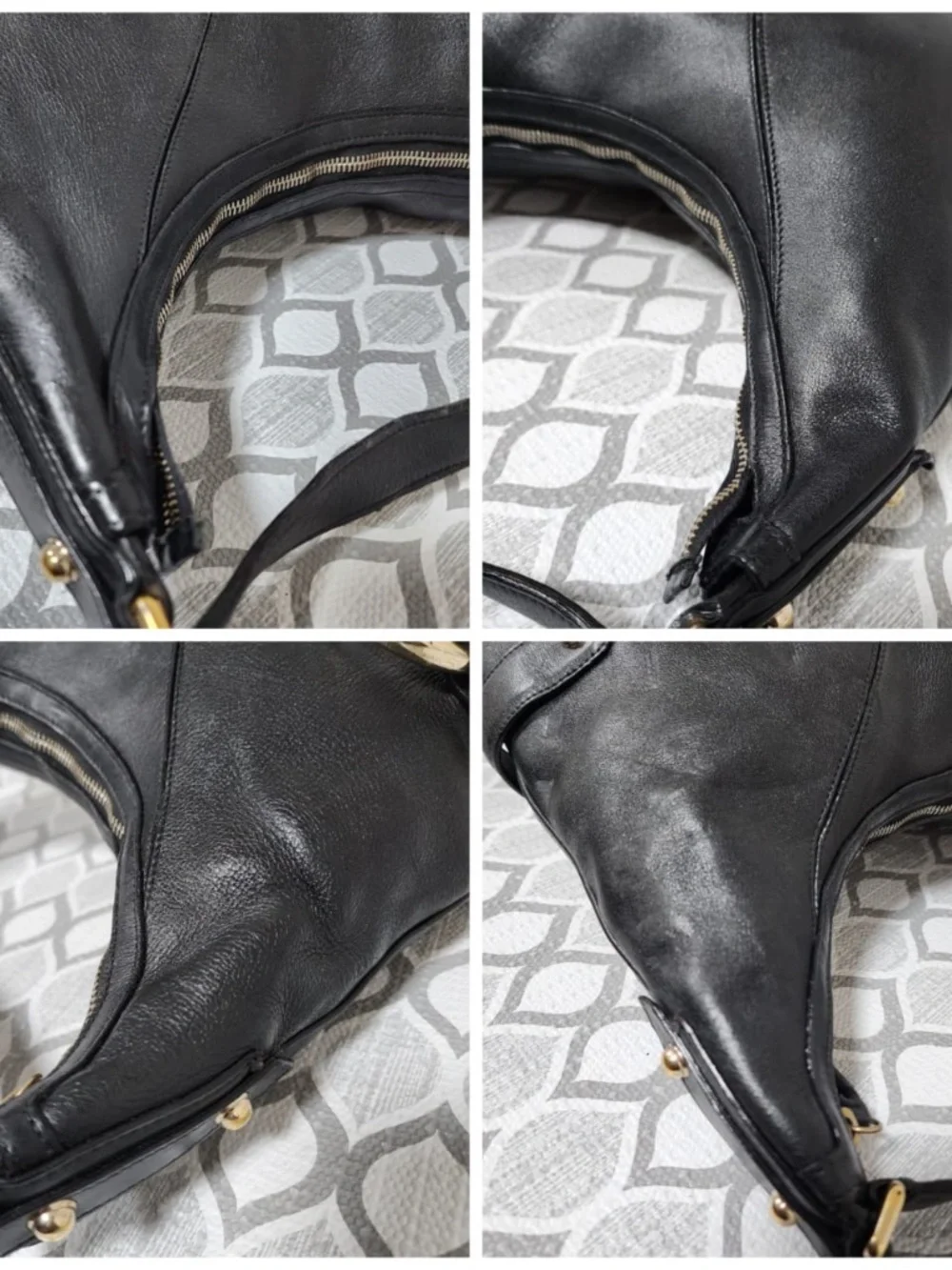 Authentic Gucci Leather Heritage Horsebit Hobo Bag Black